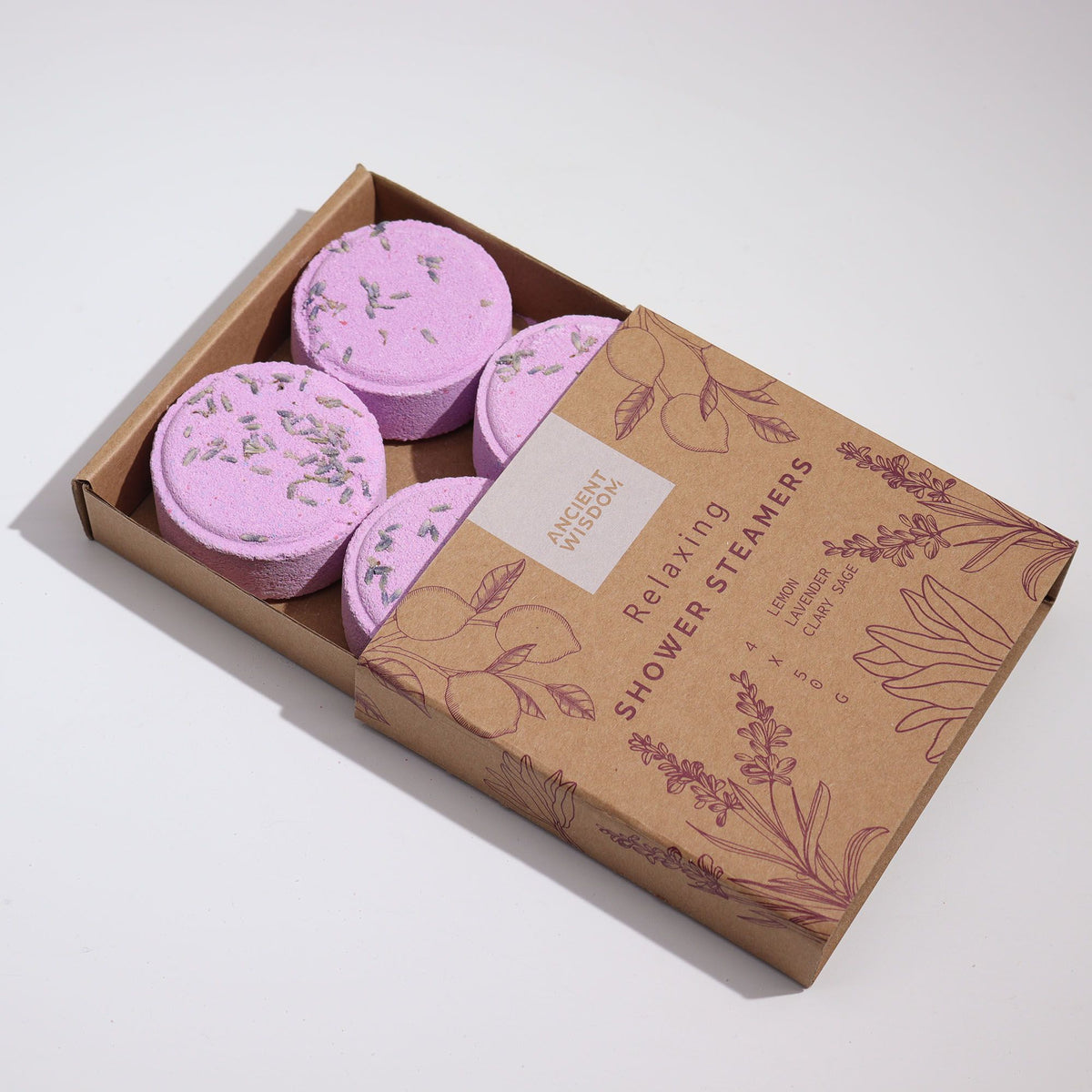 Aromatherapie Zen Duschbomben Set „Relaxing“ – 4 Shower Steamer bei Stress & innerer Unruhe