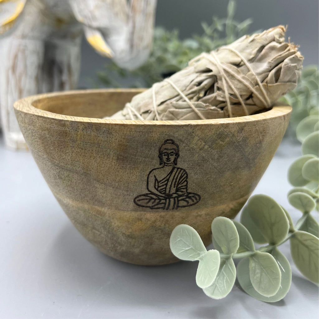 Ritualschale Buddha · Mangoholz · 12x7cm