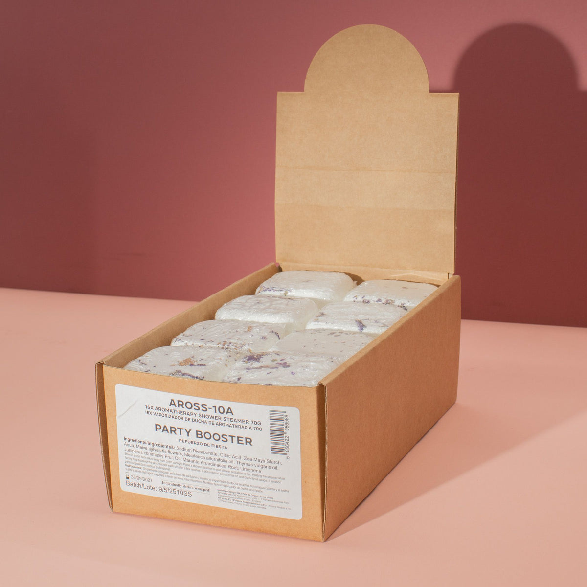 Aromatherapie Duschbombe „Party Booster“ – Shower Steamer mit Teebaum, Thymian & Wacholder