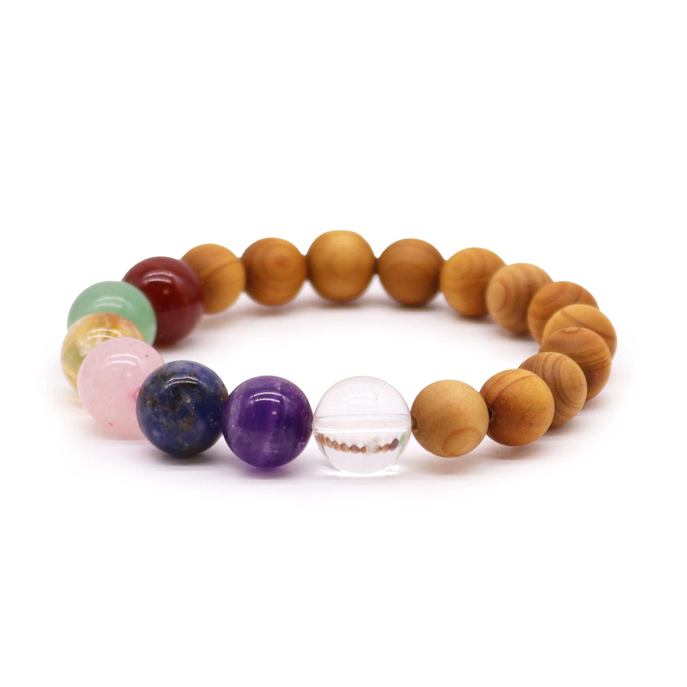 Zedernholzarmband mit 7 Chakra Steinen