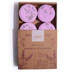 Aromatherapie Zen Duschbomben Set „Relaxing“ – 4 Shower Steamer bei Stress & innerer Unruhe