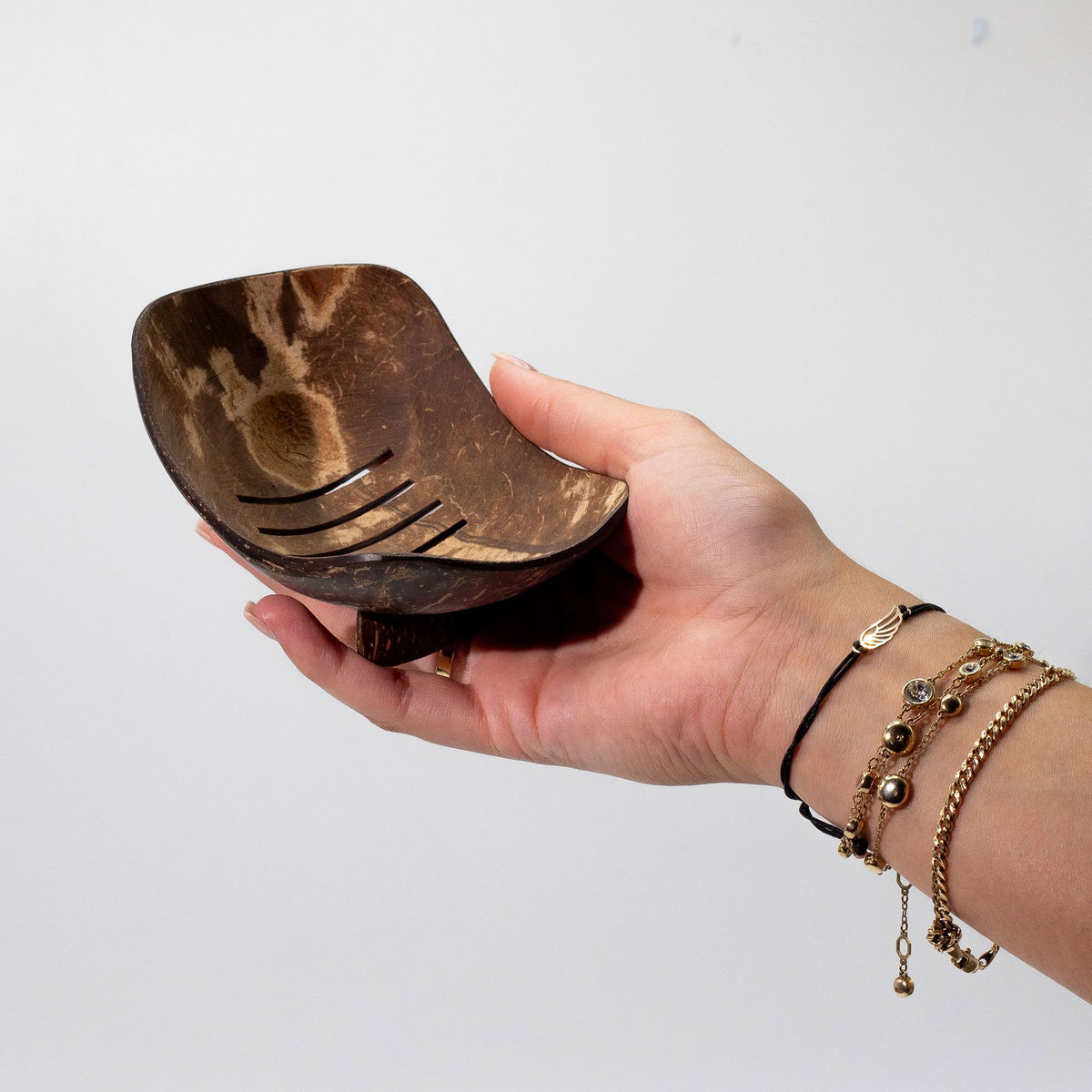 Kokosnuss-Seifenschale – länglich, handgemacht & natürlich, 11 cm
