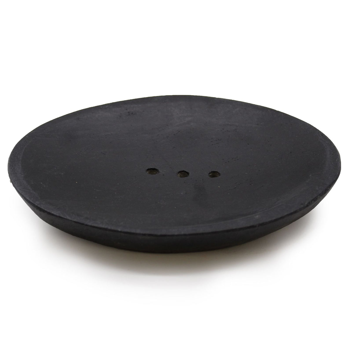 Natürliche Flussstein-Seifenschale – klassisch oval in Schwarz