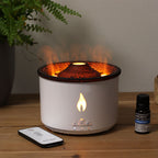 Volcano - Mittlerer Aromadiffuser mit 3D-Vulkan- & Flammeneffekt, Farbwechsel und Fernbedienung