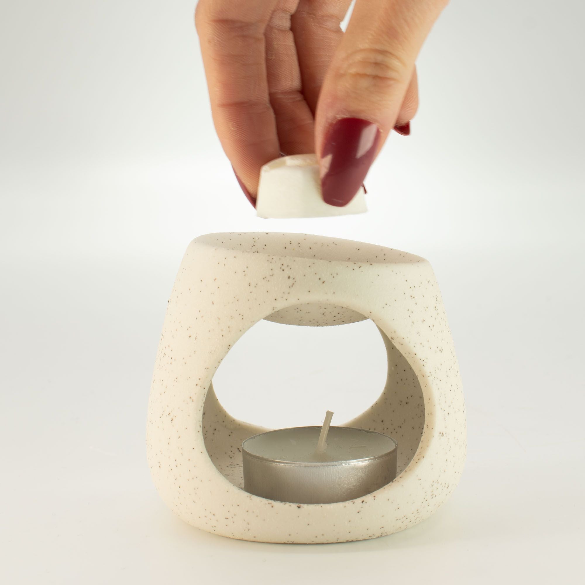 Zen Duftlampe aus Keramik in Kieselsteinoptik