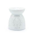 Weiße Duftlampe mit Buddhamotiv