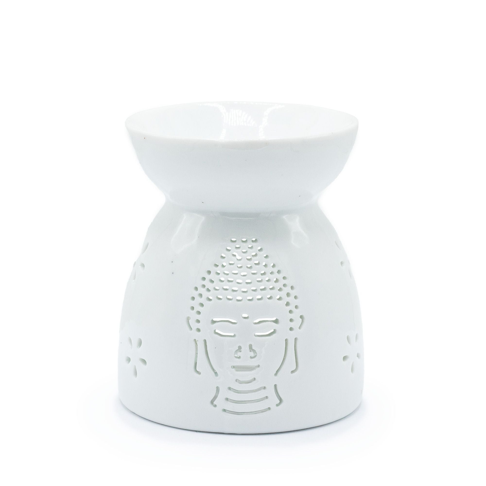Weiße Duftlampe mit Buddhamotiv