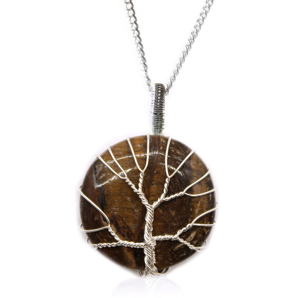 Edelsteinhalskette Tree of Life - Tigerauge