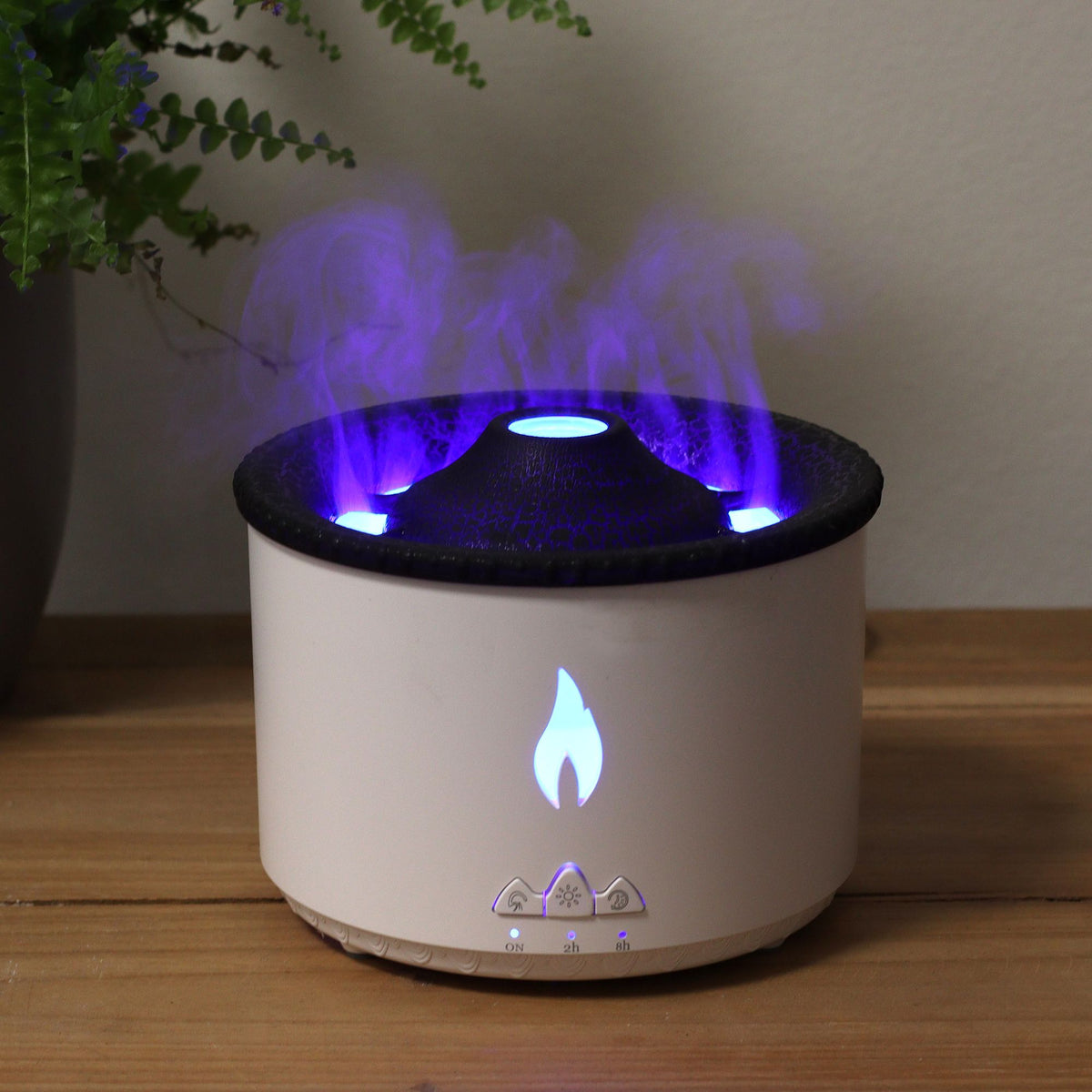 Volcano - Mittlerer Aromadiffuser mit 3D-Vulkan- & Flammeneffekt, Farbwechsel und Fernbedienung