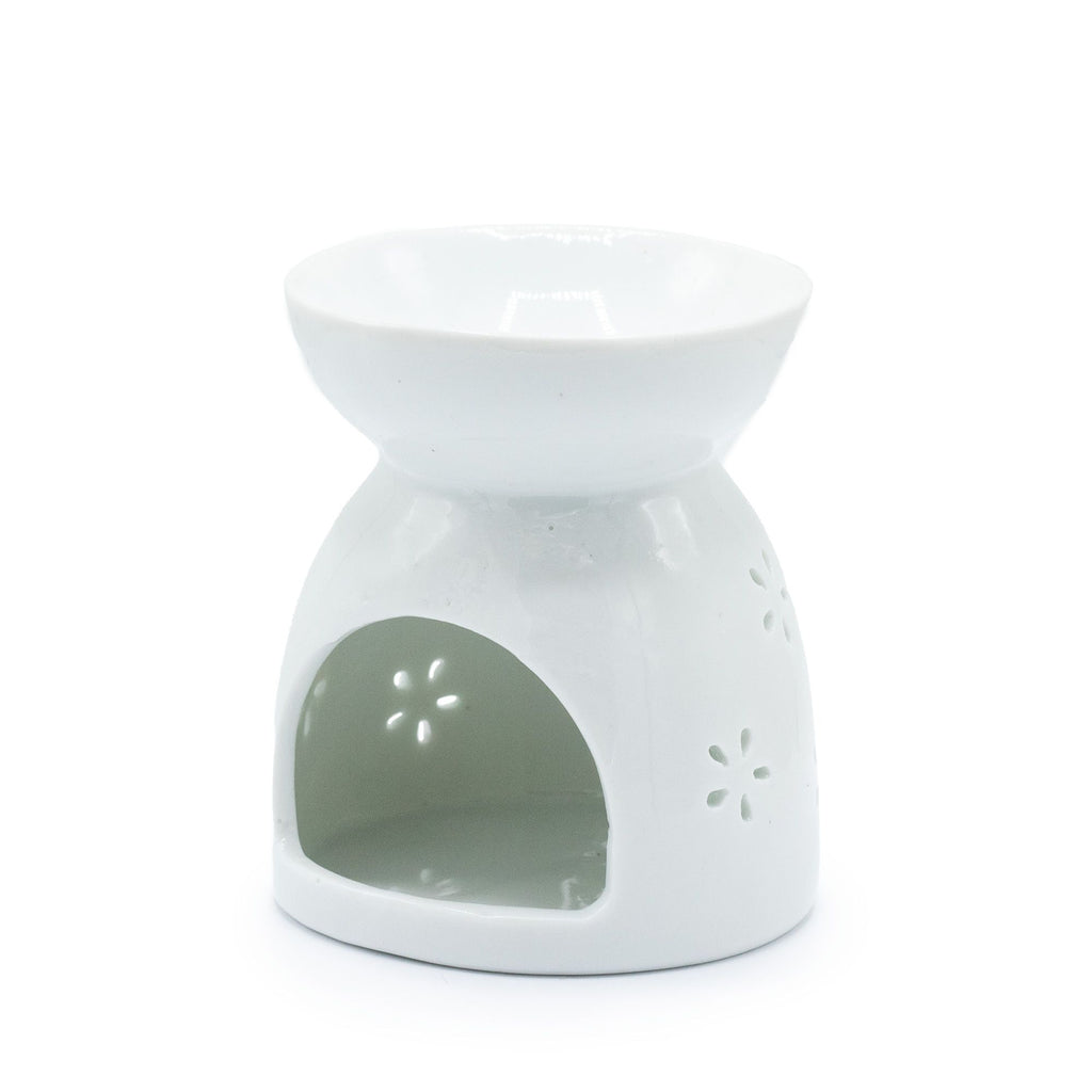Weiße Duftlampe mit Buddhamotiv