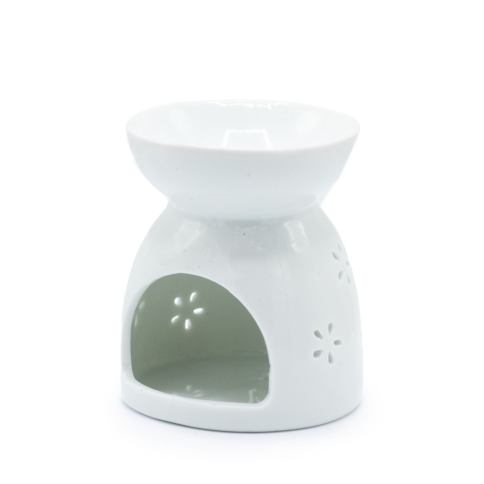 Weiße Duftlampe mit Buddhamotiv