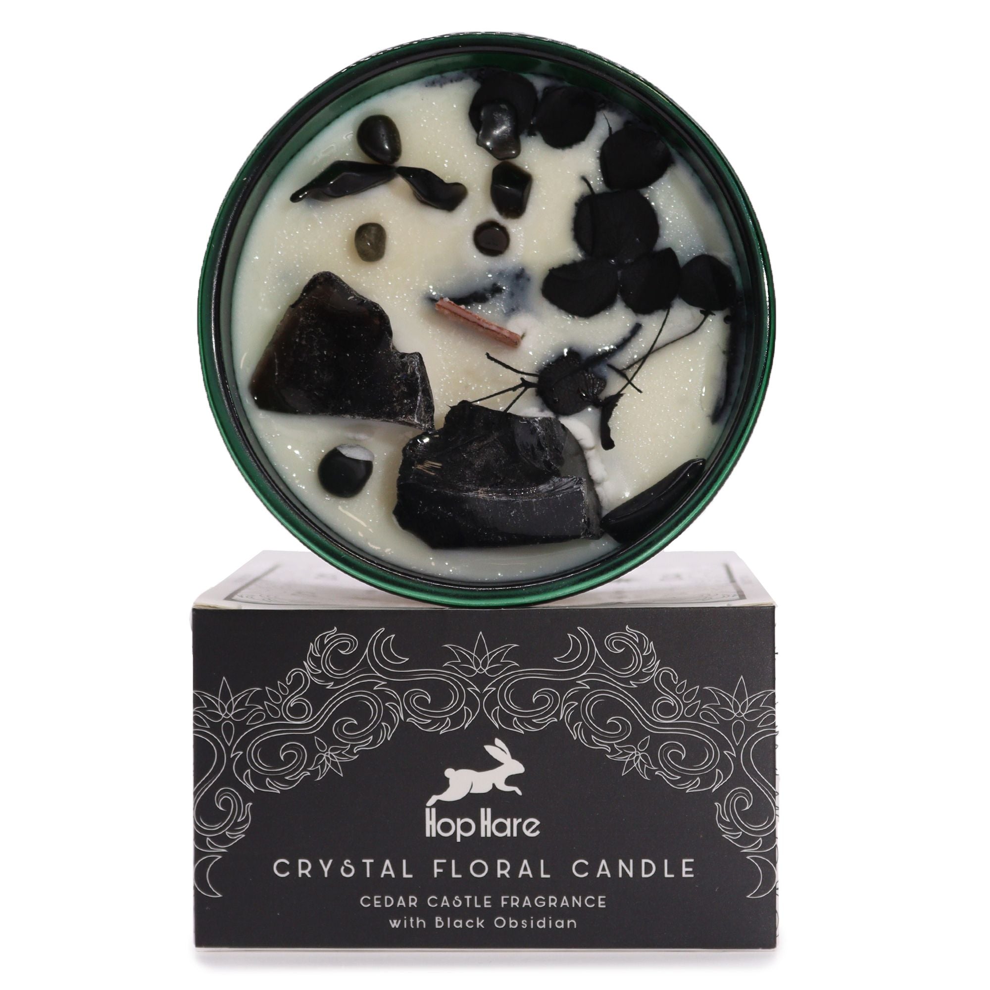 Hop Hare - Crystal Magic Kerze „The King of Swords“ - Zedernholz & Schwarzer Obsidian