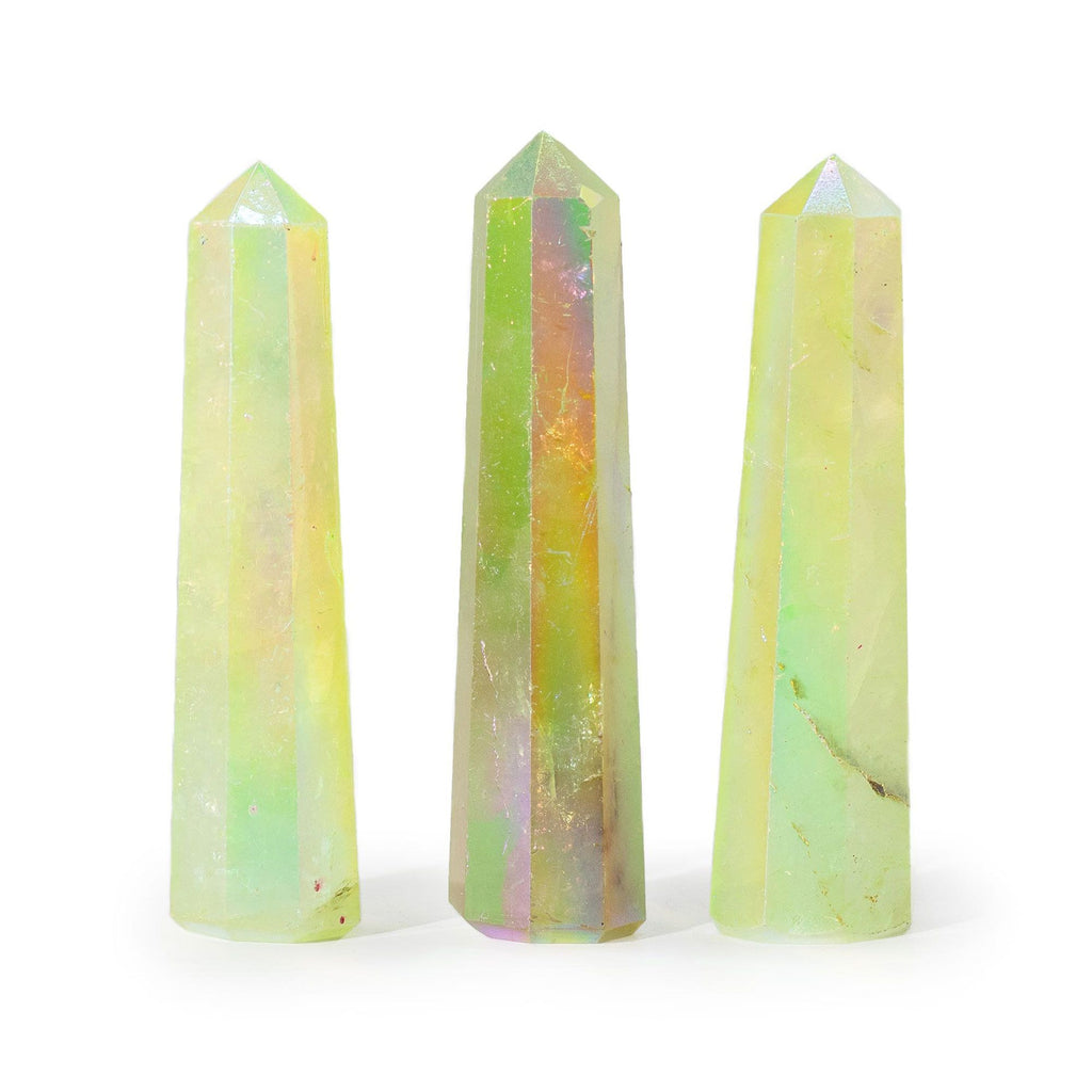 Obeliskspitze - Pale Green Aurora Quarz veredelt