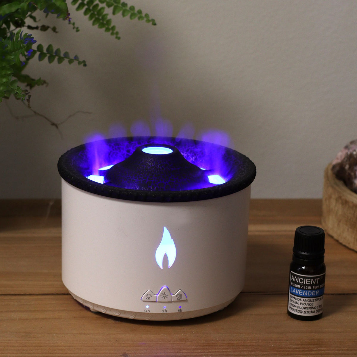 Volcano - Mittlerer Aromadiffuser mit 3D-Vulkan- & Flammeneffekt, Farbwechsel und Fernbedienung