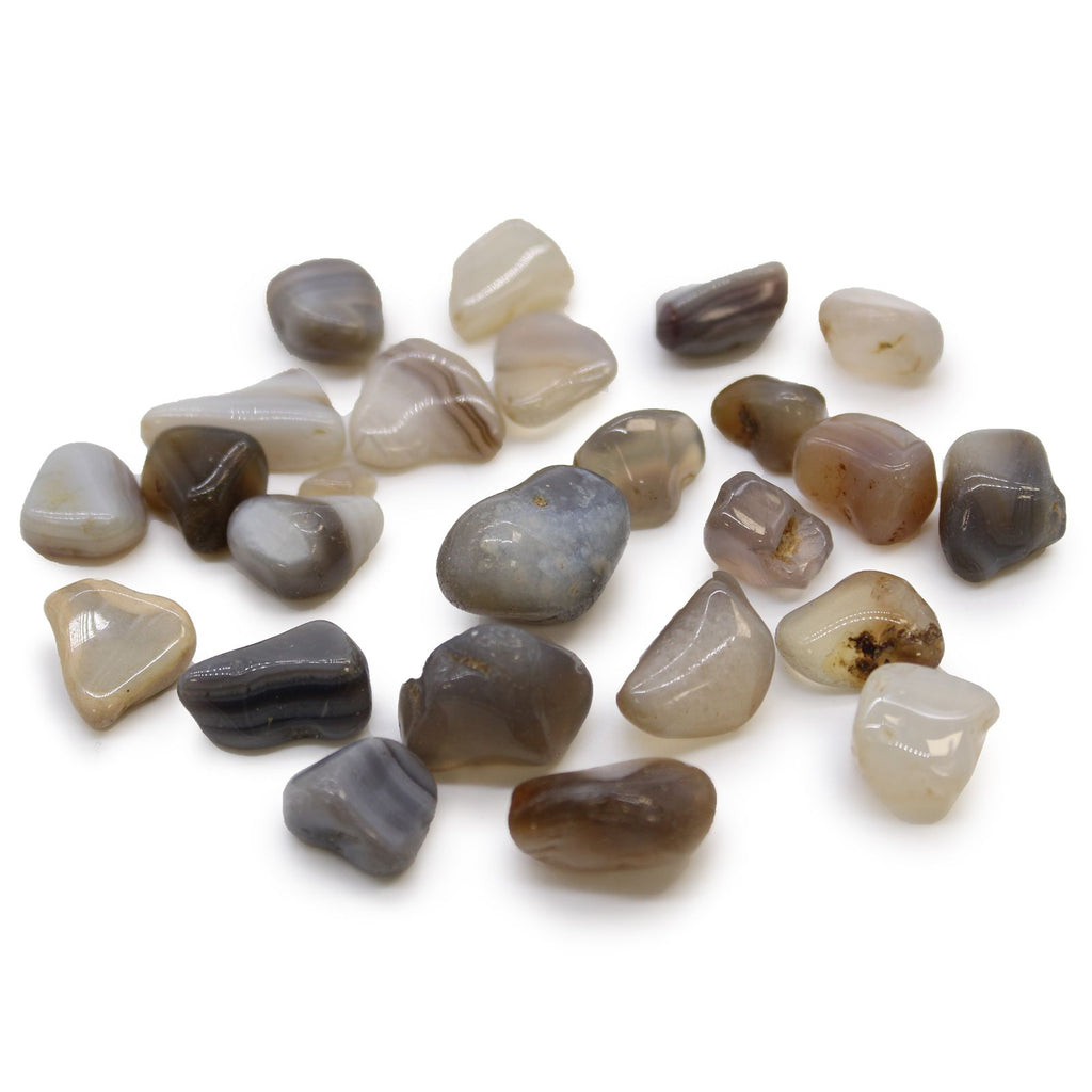 Botswana-Achat - Grau - 24 kleine afrikanische Trommelsteine