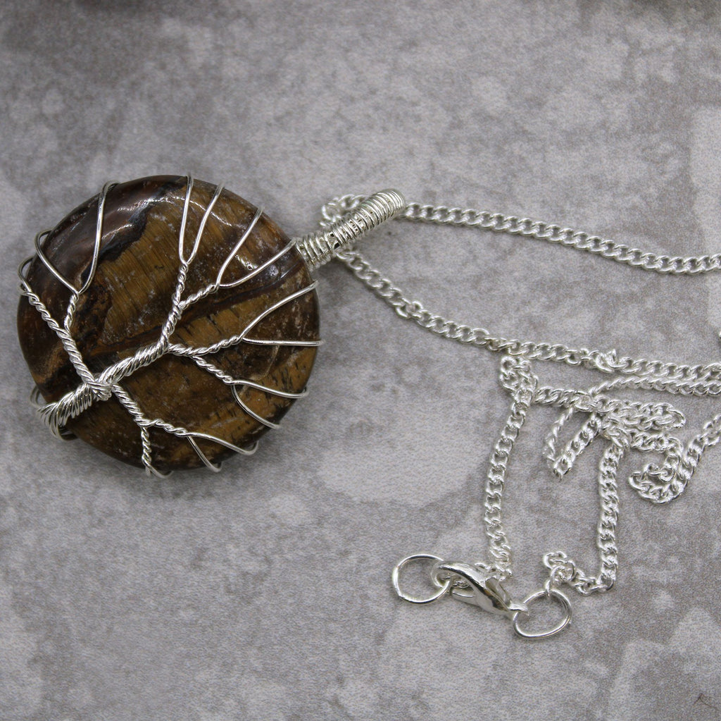 Edelsteinhalskette Tree of Life - Tigerauge