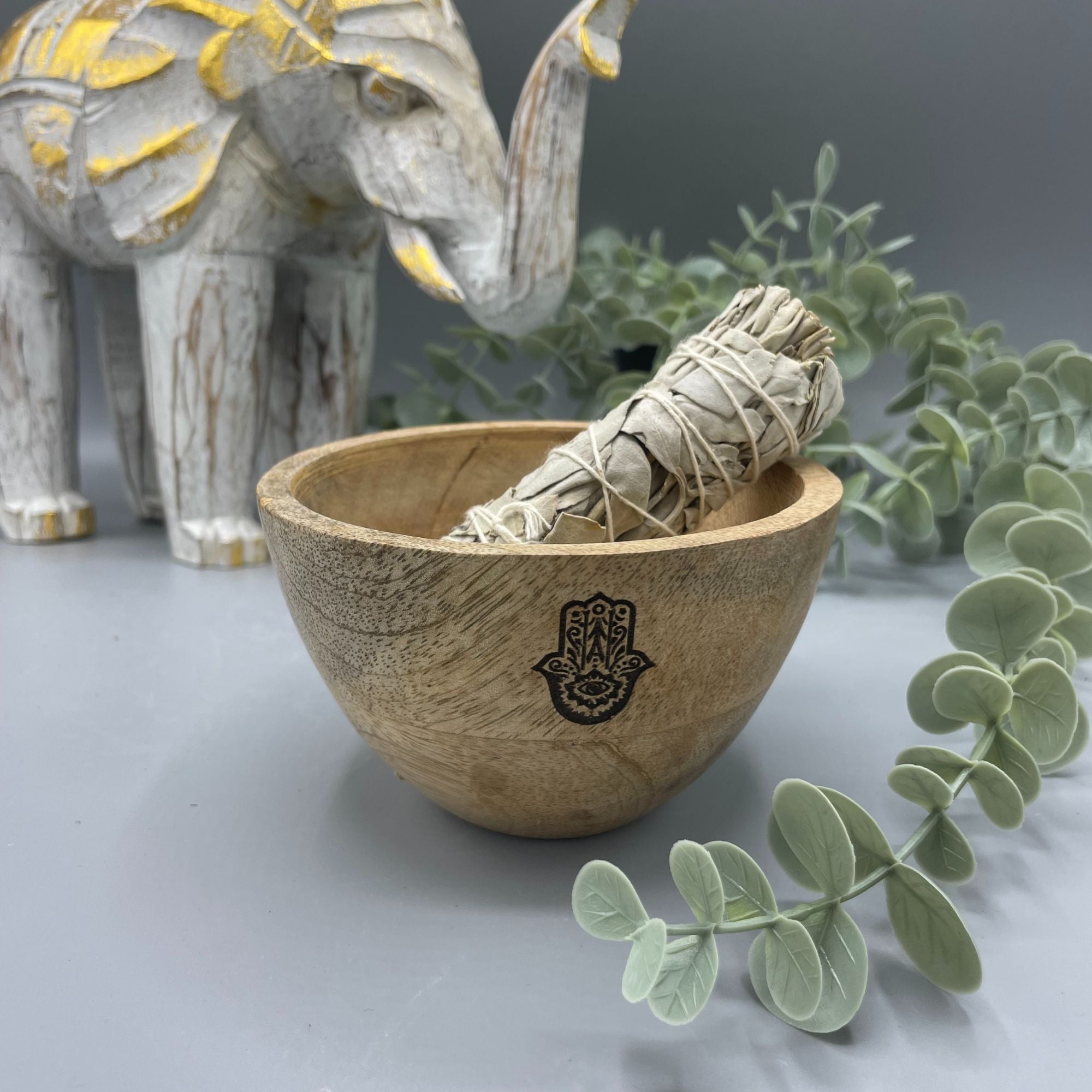 Ritualschale Hamsa · Mangoholz · 12x7cm