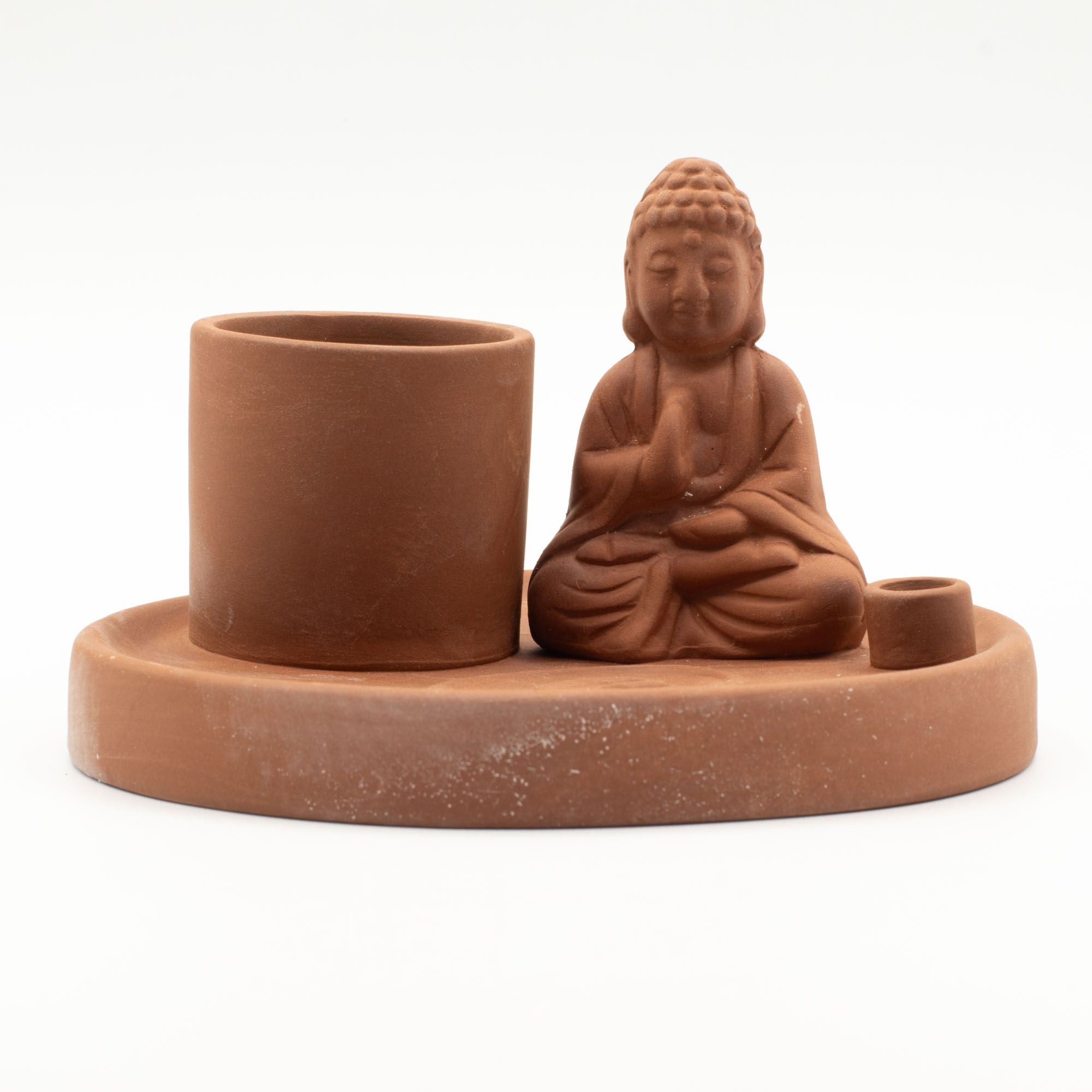 Multifunktionale Räucherschale in Terrakotta-Optik - Buddha