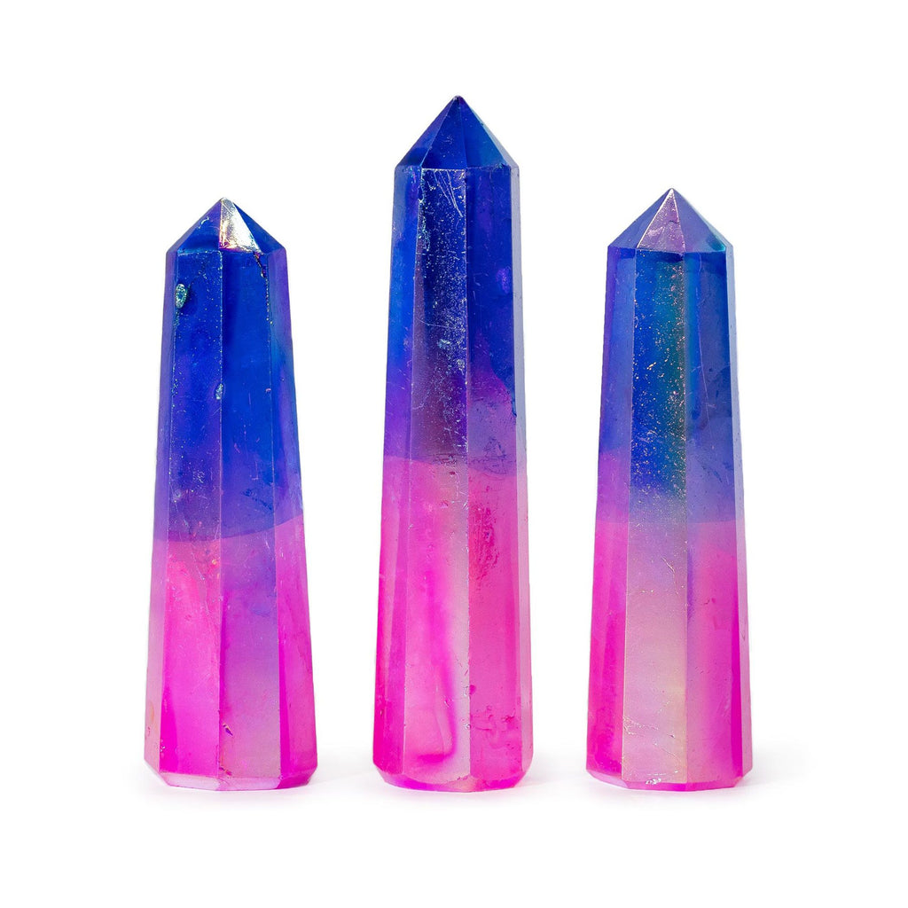Obeliskspitze - Pink Blue Aurora Quarz veredelt