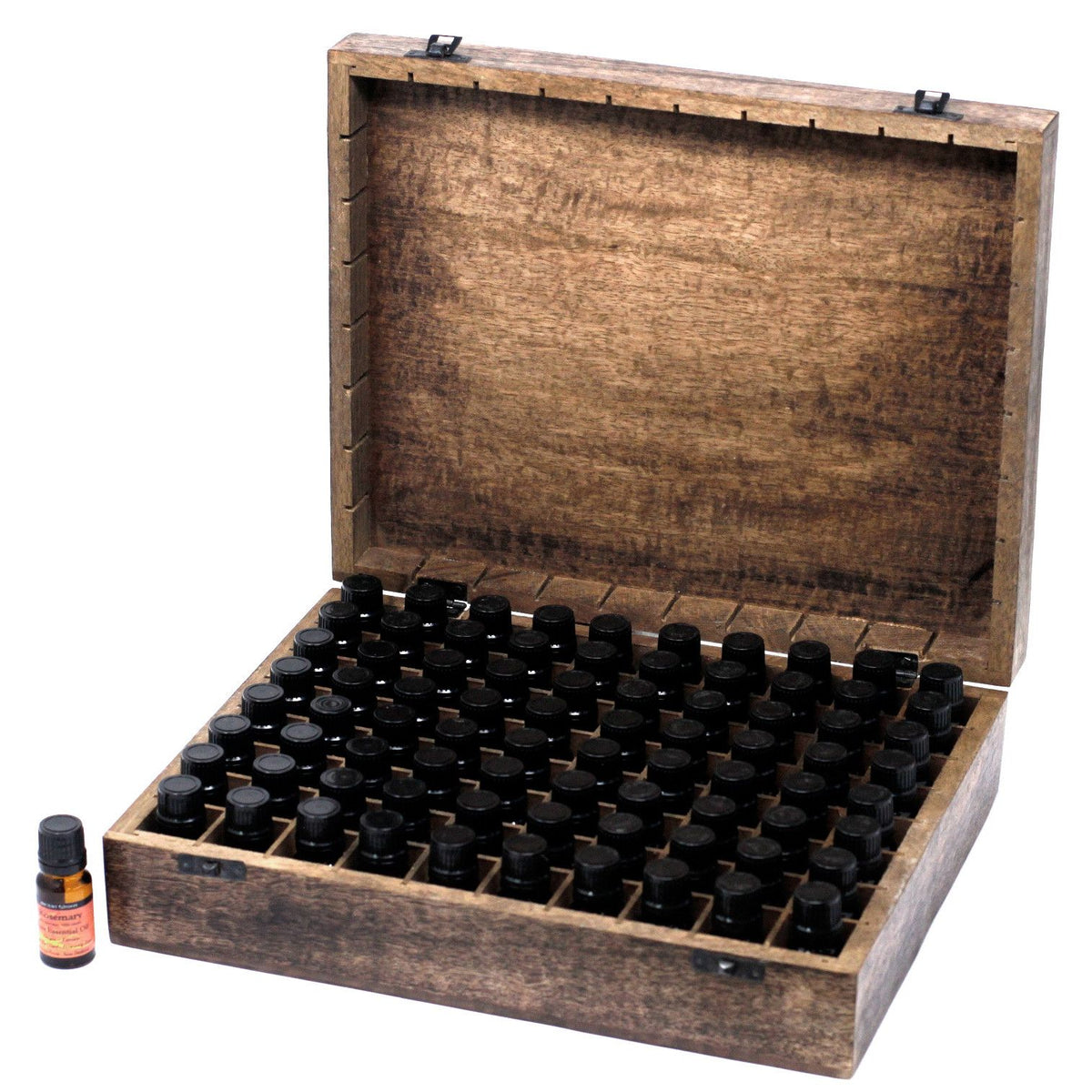 Aufbewahrungsbox für ätherische Öle aus Mangoholz – 80 Fläschchen