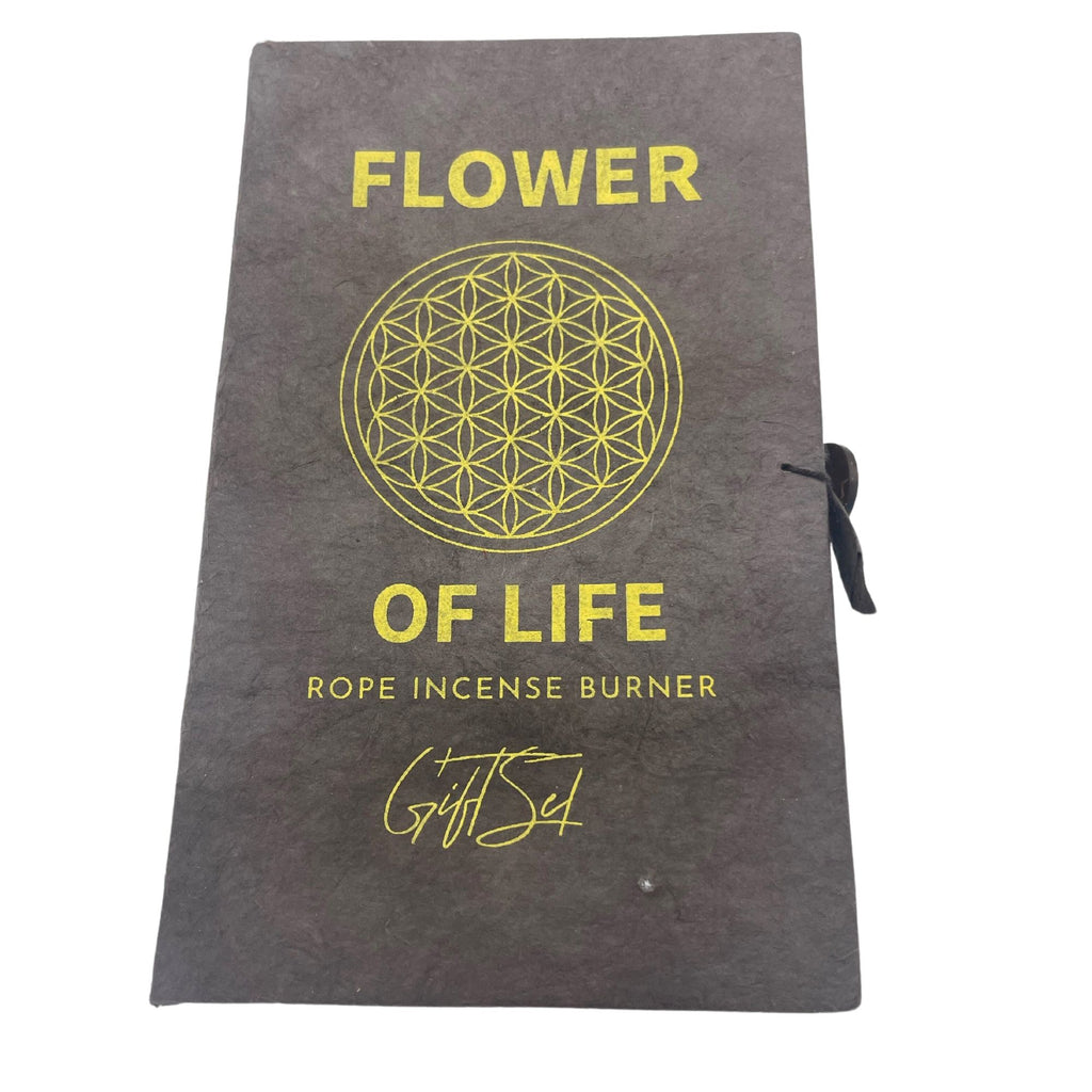 Räucherseil-Set Blume des Lebens – mit silberfarbenem Halter