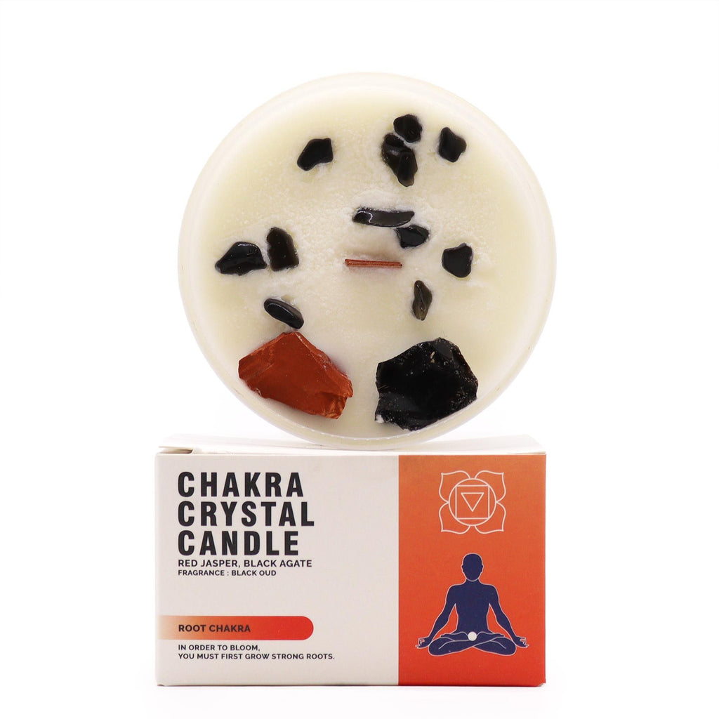 Chakra-Kristallkerze - Wurzelchakra für Stabilität & Stärke