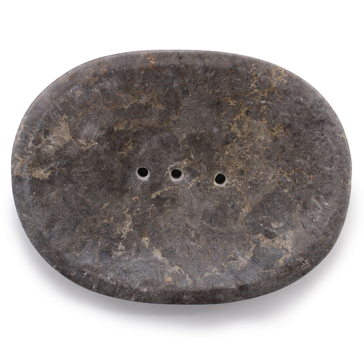 Marmor-Seifenschale – klassisch oval mit Grau-Schwarz-Maserung