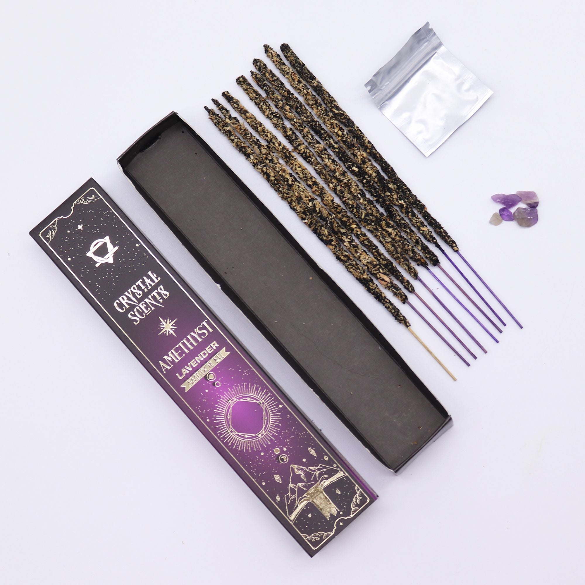 Crystal Scents Räucherstäbchen mit Amethyst – Lavendel