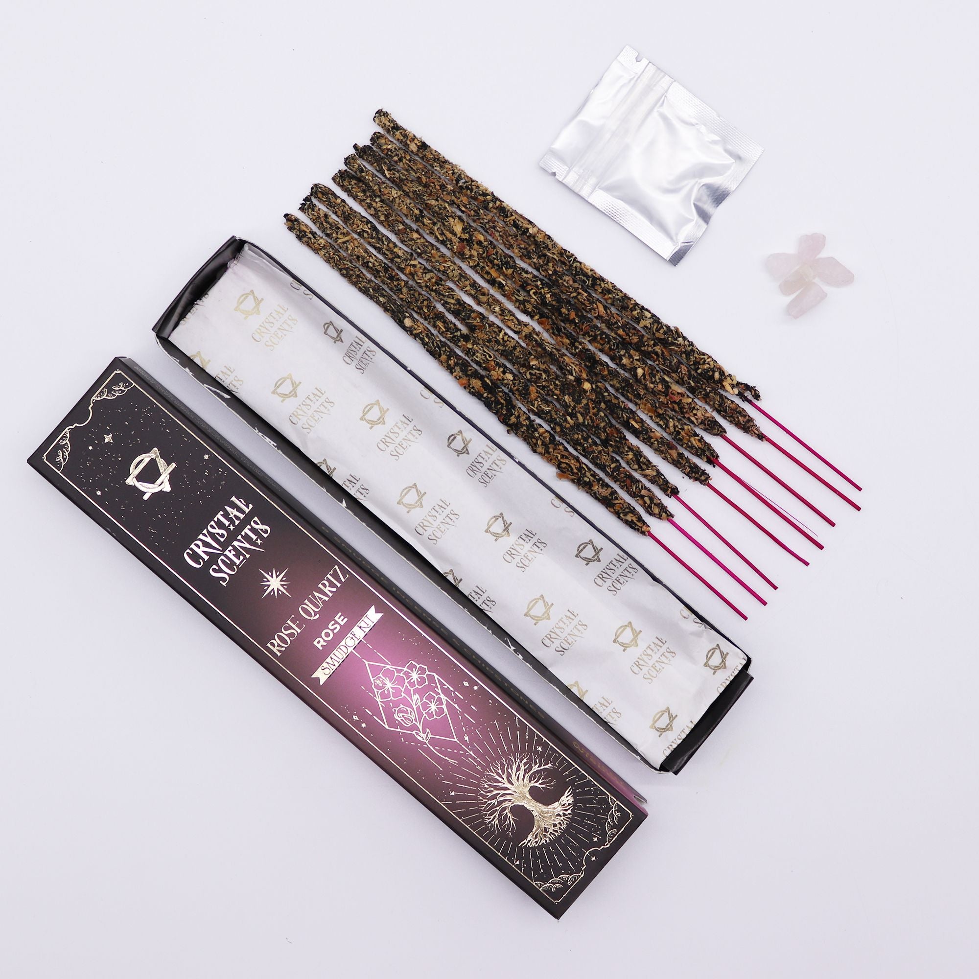 Crystal Scents Räucherstäbchen mit Rosenquarz – Rose