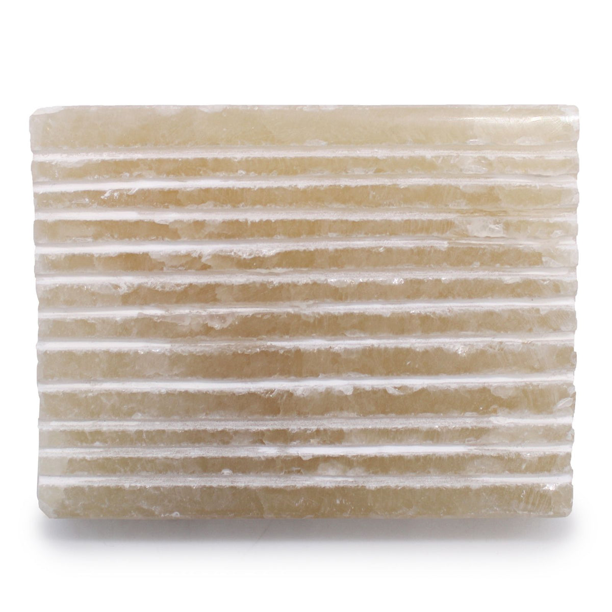 Onyx-Seifenschale – quadratisch & geriffelt in Honigton