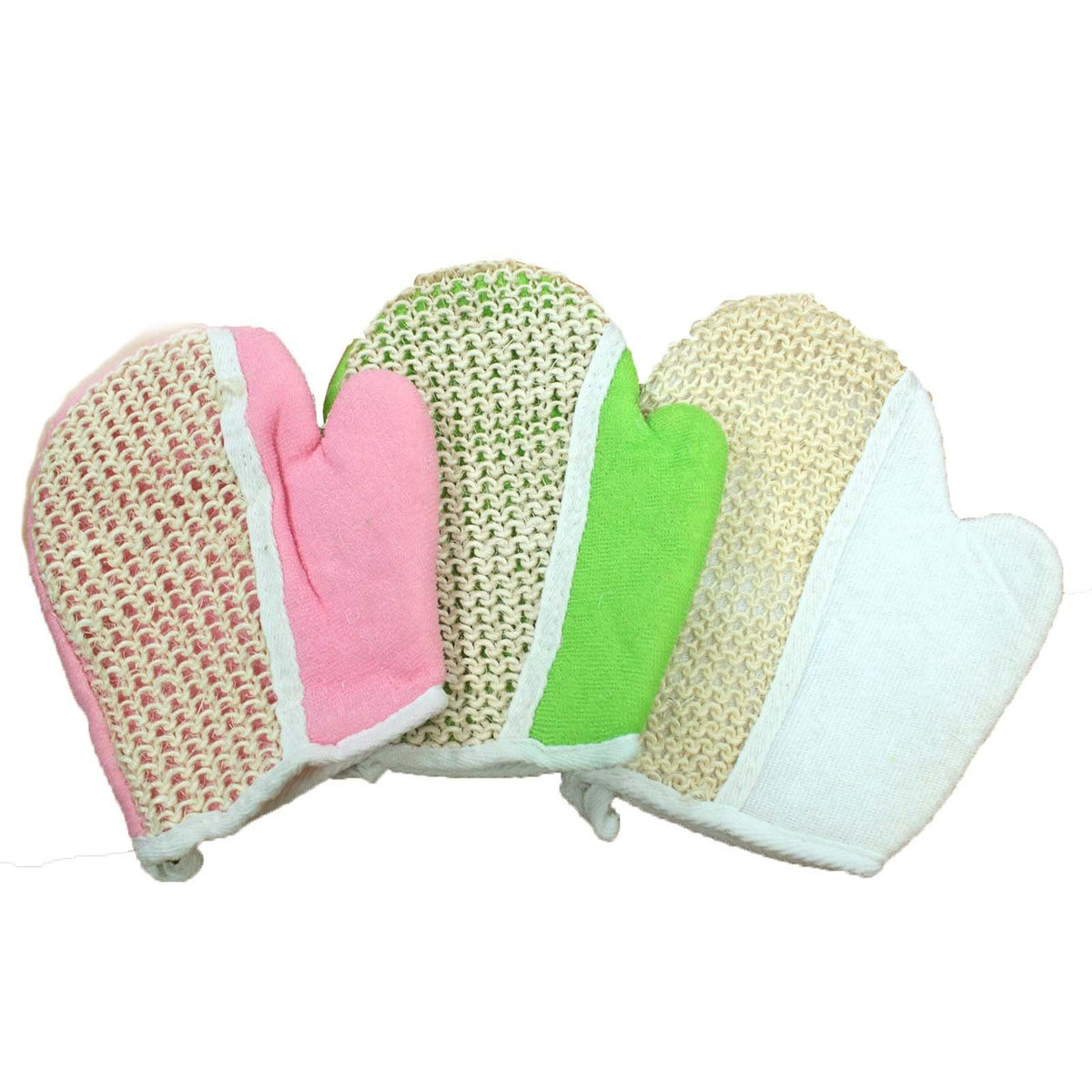 Jute Peelinghandschuh, extra stark & farblich sortiert