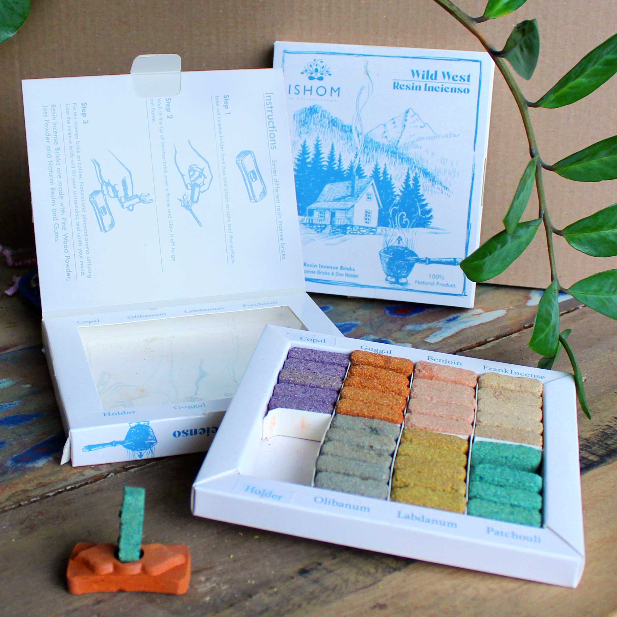 Räuchersteine Duft-Set „Wild West“ – 7 Sorten mit Terrakotta-Halter