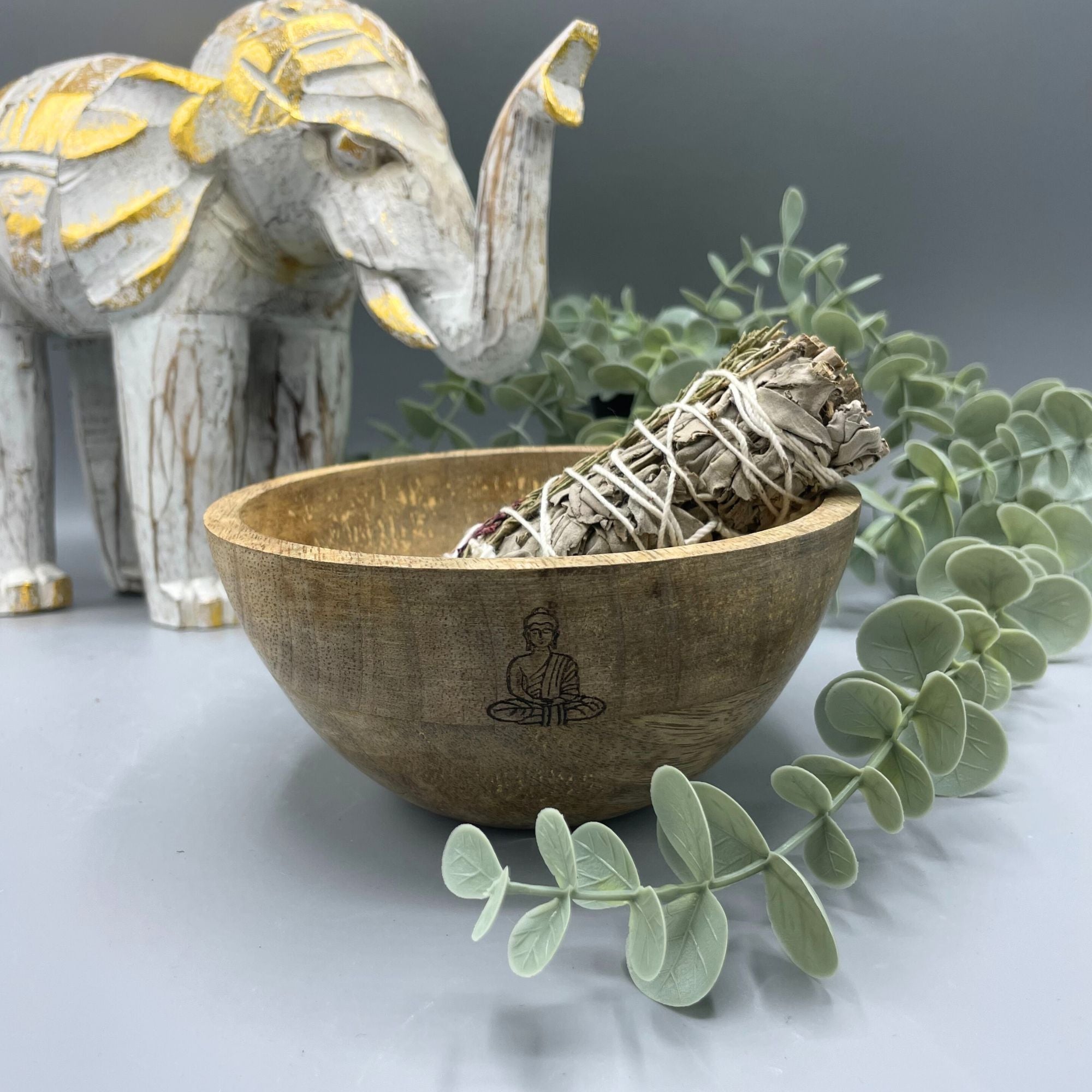 Ritualschale Buddha · Mangoholz · 14x7cm