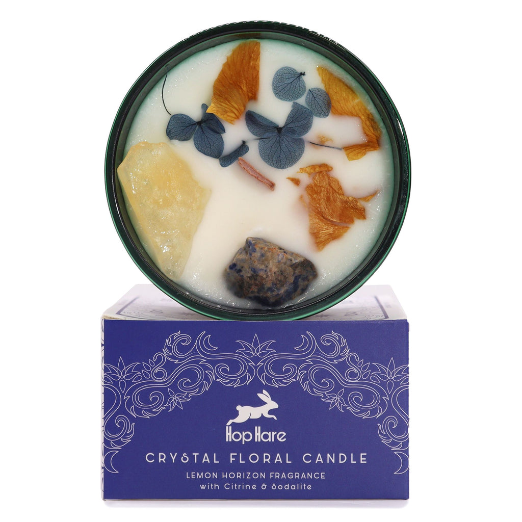 Hop Hare - Crystal Magic Kerze „The Sun“ - Zitrus & Citrin