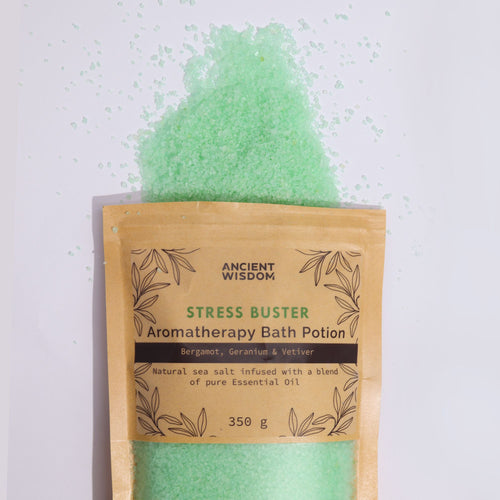 Aromatherapie Badesalz „Stress Buster“ – Bergamotte, Geranie & Vetiver