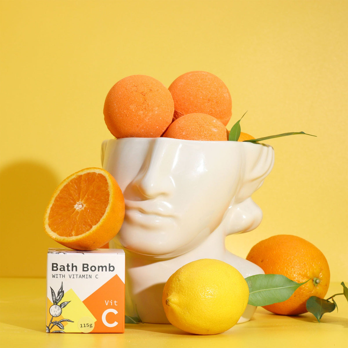 Aromatherapie Vitamin C Badebombe mit Orange & Zitrone – für strahlender wirkende Haut & Anti-Aging-Pflege