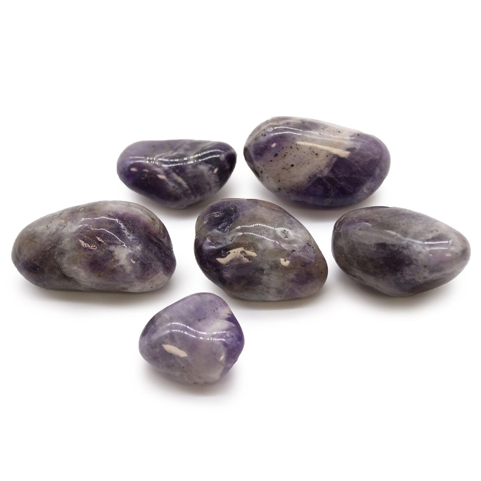Amethyst - 6 große afrikanische Trommelsteine