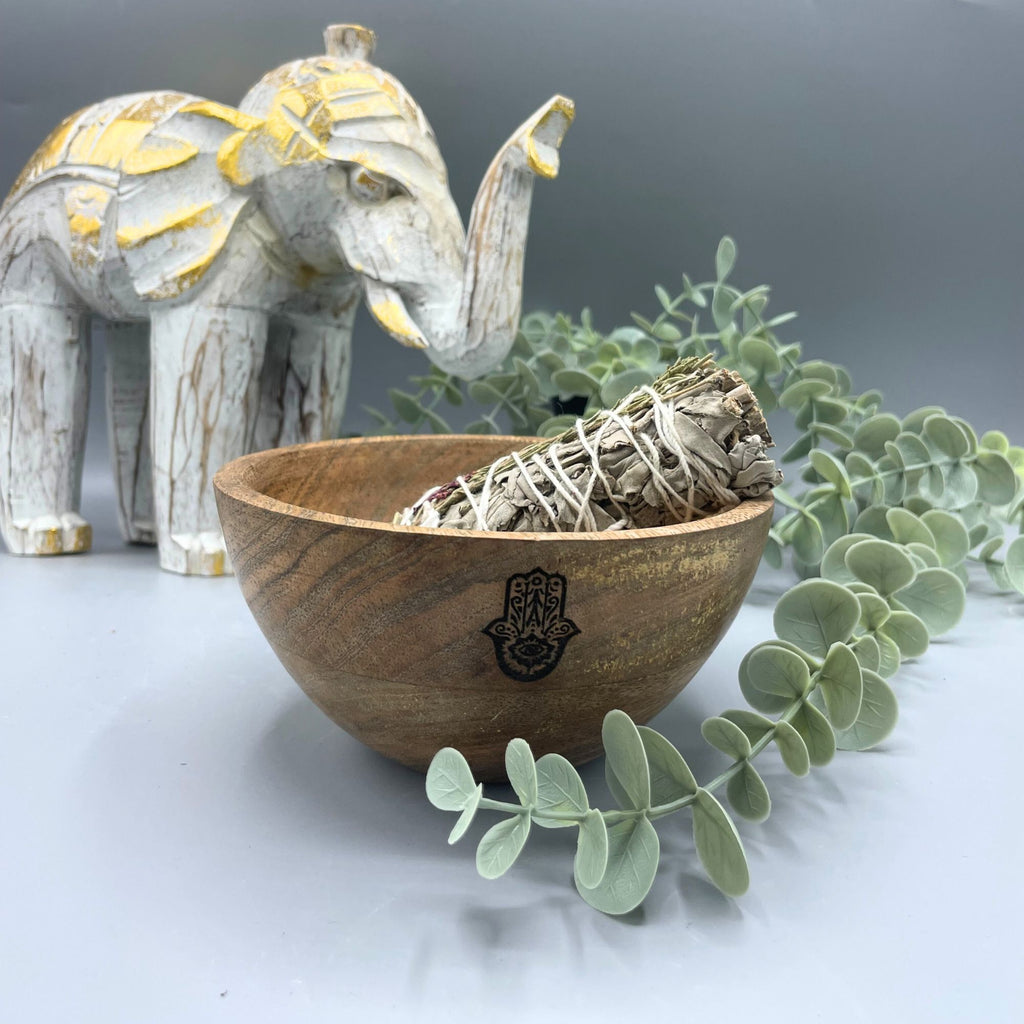 Ritualschale Hamsa · Mangoholz · 14x7cm