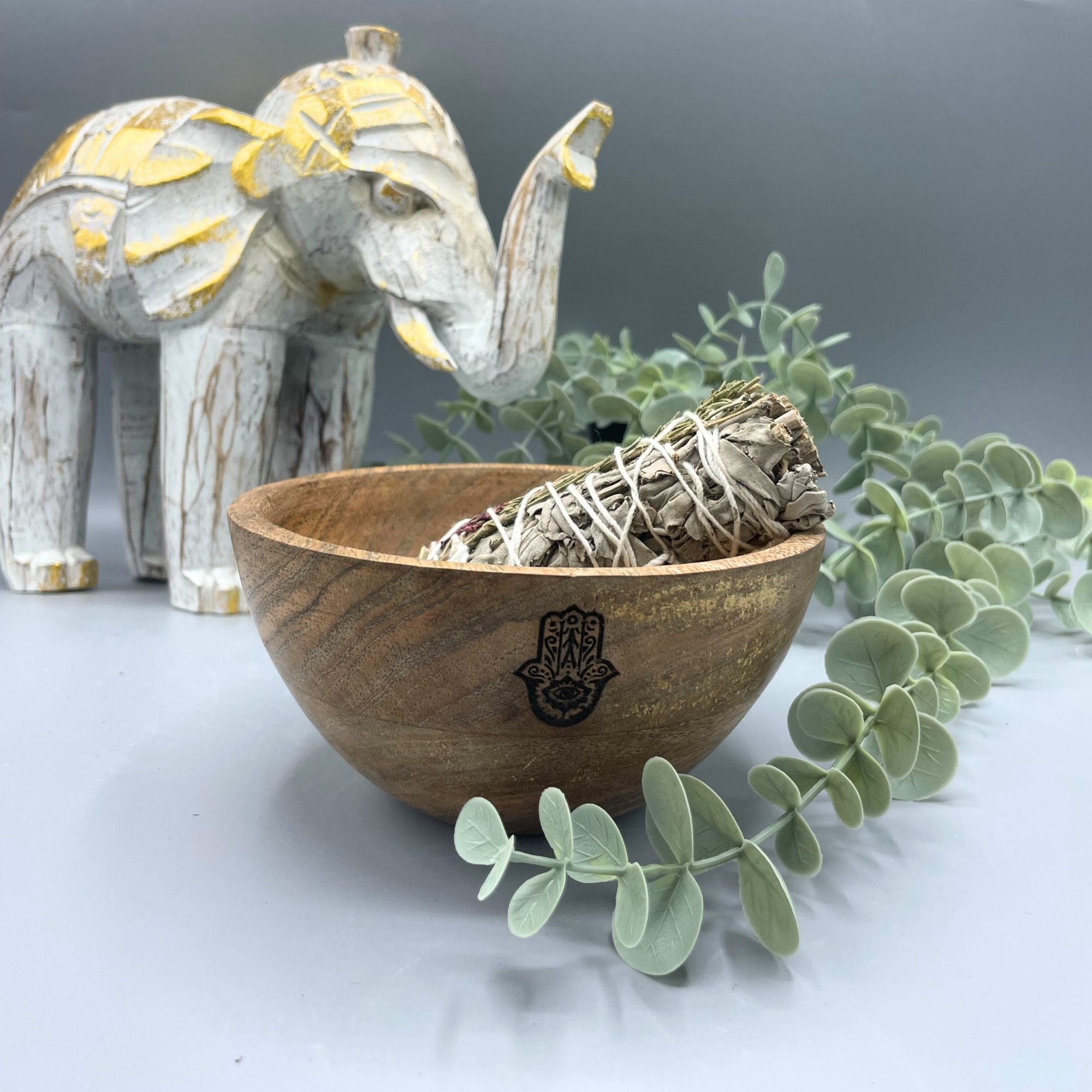 Ritualschale Hamsa · Mangoholz · 14x7cm