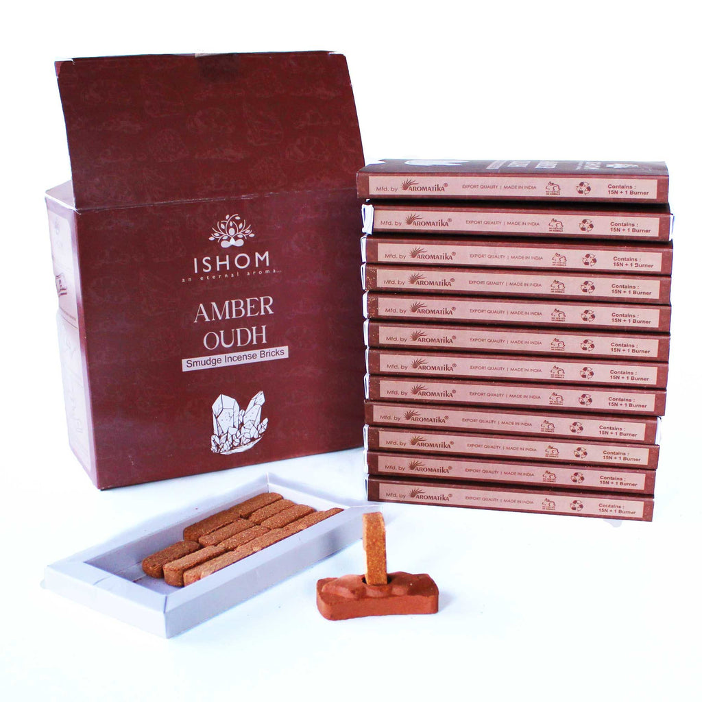 Räuchersteine Amber & Agarholz – mit Terrakotta-Halter