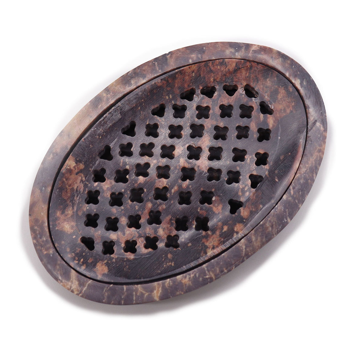 Speckstein-Seifenschale – oval mit Abtropfeinsatz