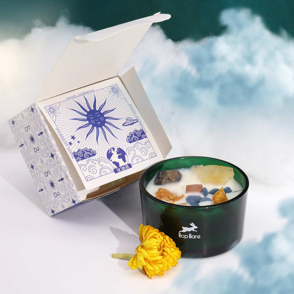 Hop Hare - Crystal Magic Kerze „The Sun“ - Zitrus & Citrin