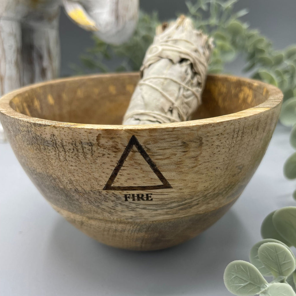 Ritualschale Vier Elemente · Mangoholz · 12x7cm