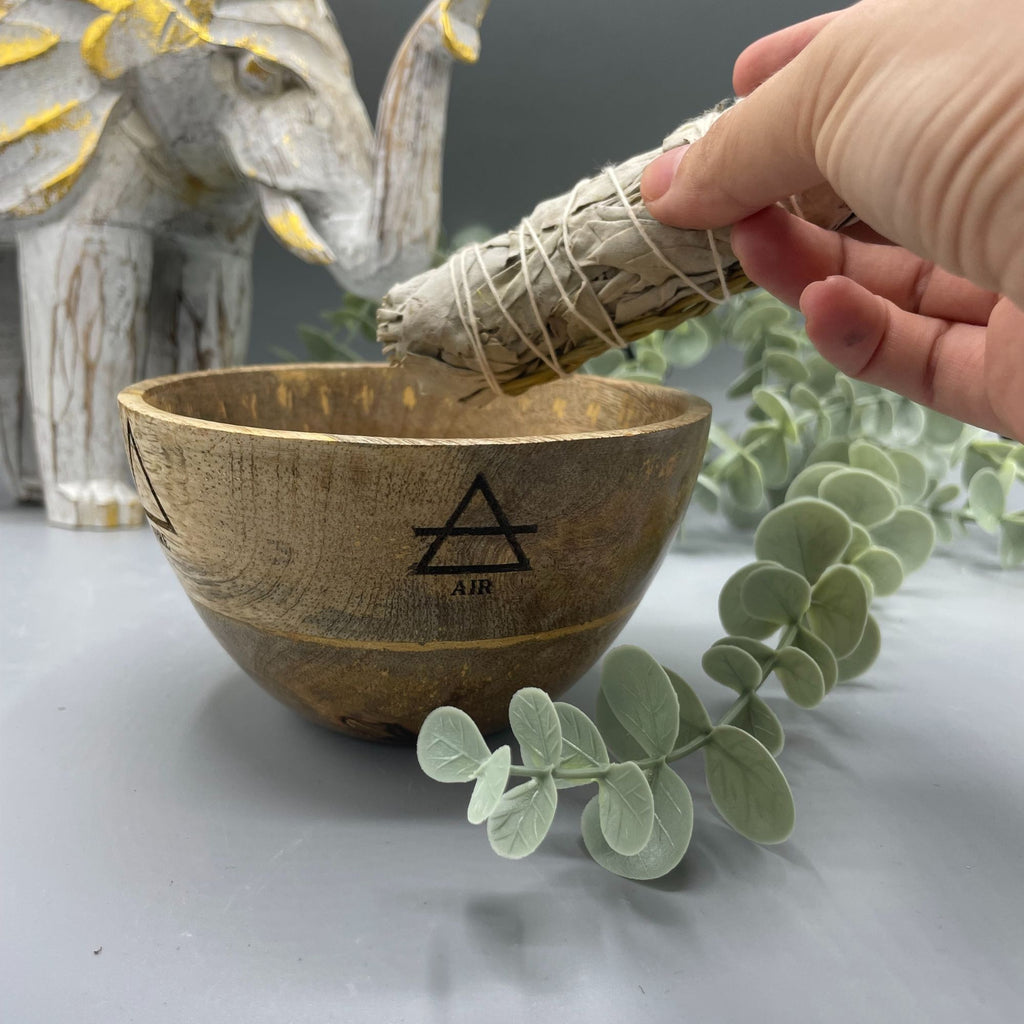 Ritualschale Vier Elemente · Mangoholz · 12x7cm