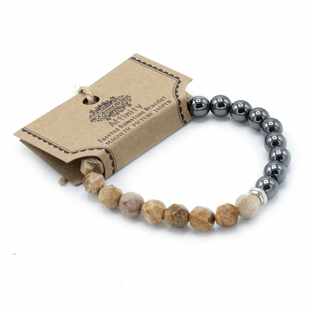 Facettiertes Edelsteinarmband mit Bilderjaspis