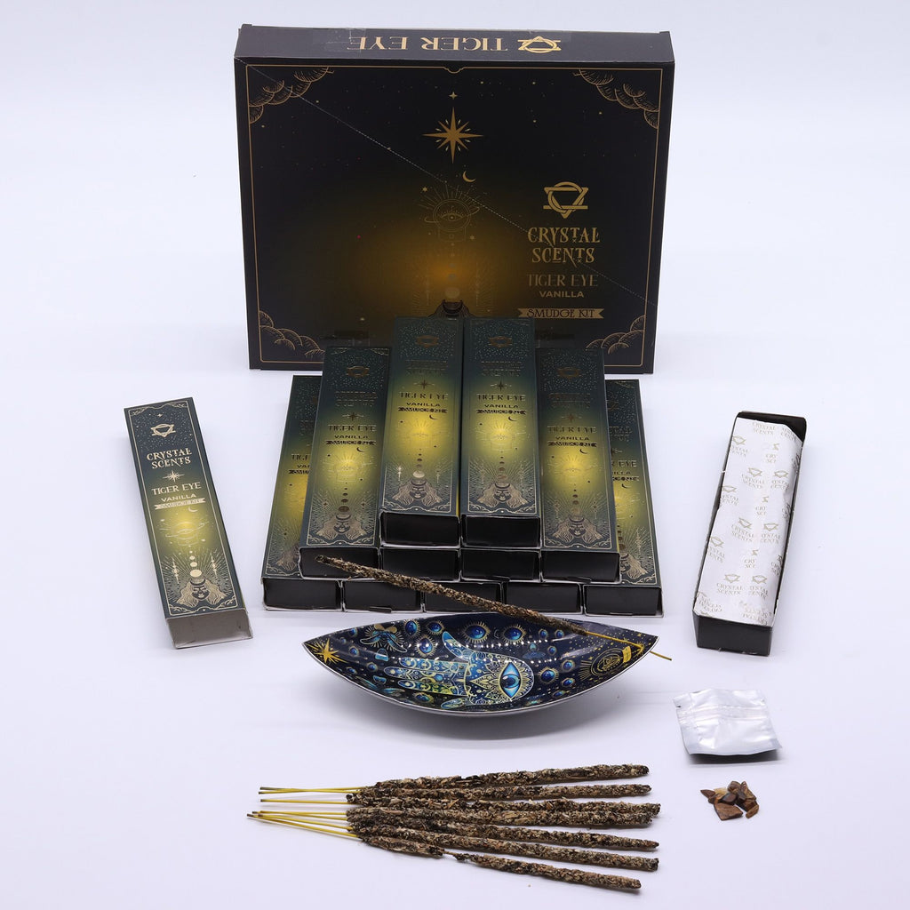 Crystal Scents Räucherstäbchen mit Tigerauge – Vanille