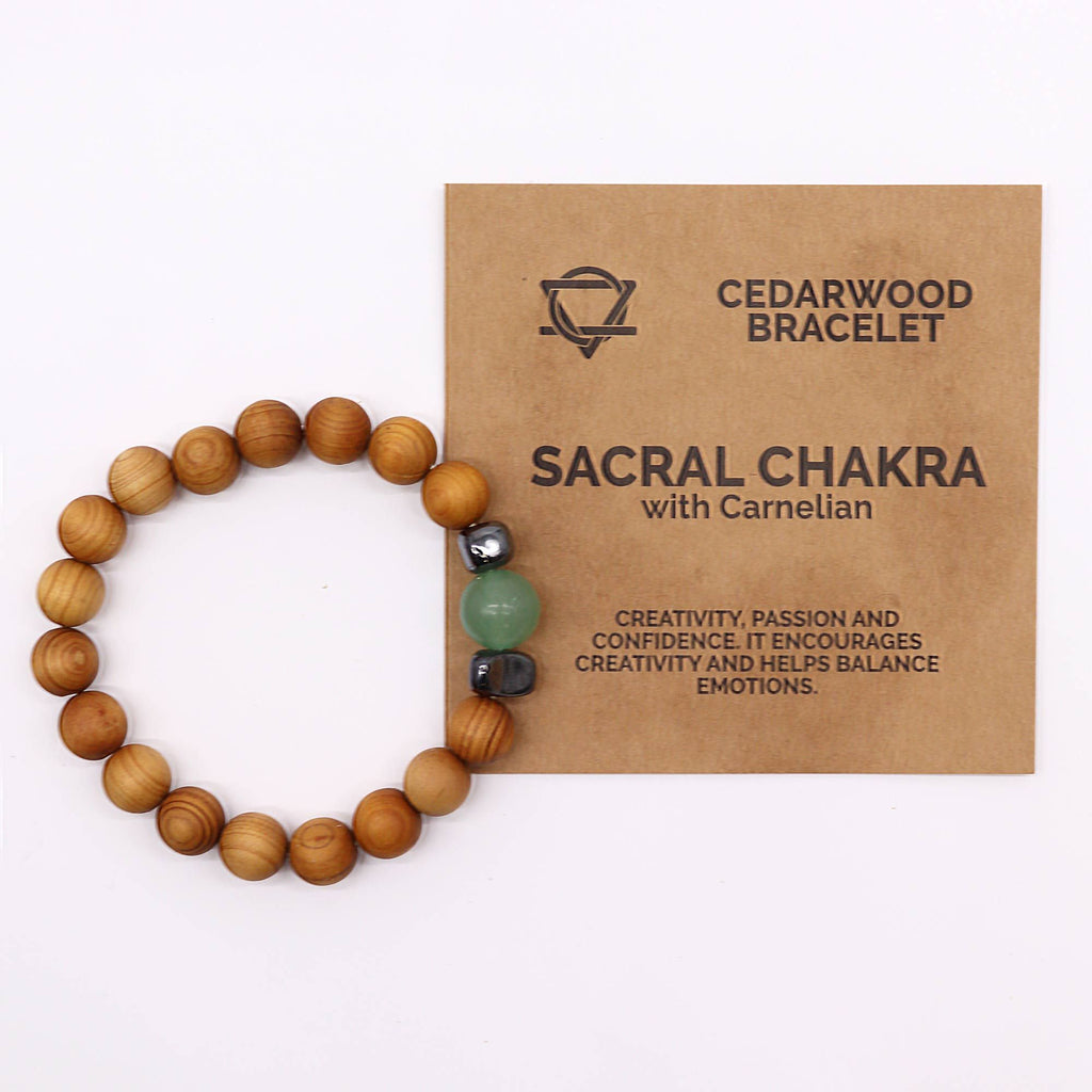 Zedernholzarmband mit Aventurin – Sakralchakra