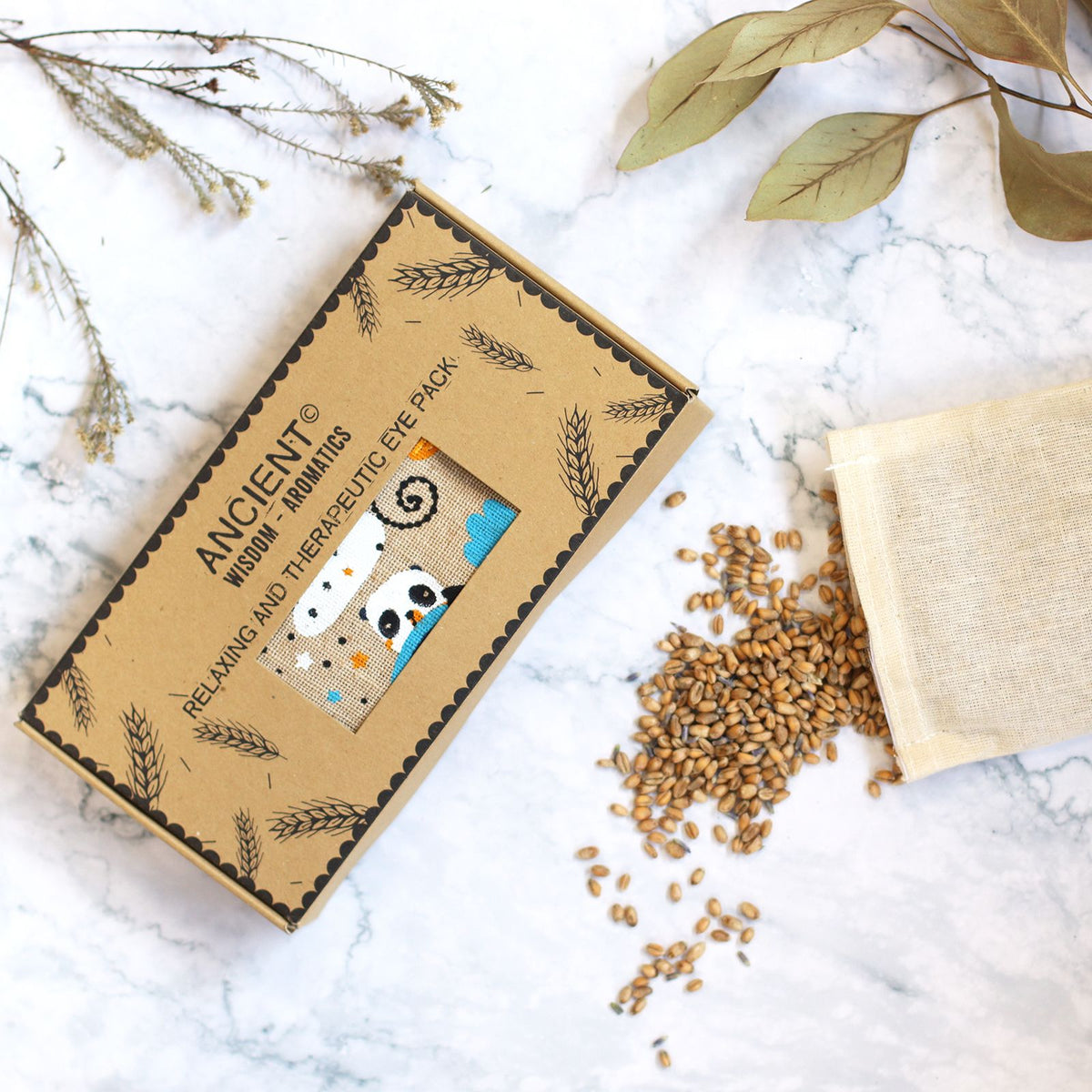 Lavendel-Augenkissen – mit Weizenfüllung & ätherischem Lavendelöl, warm & kalt – Sleepy Panda