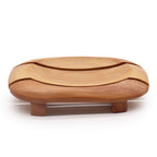 Mahagoni-Seifenschale – oval mit Lamellendesign – handgemacht & nachhaltig