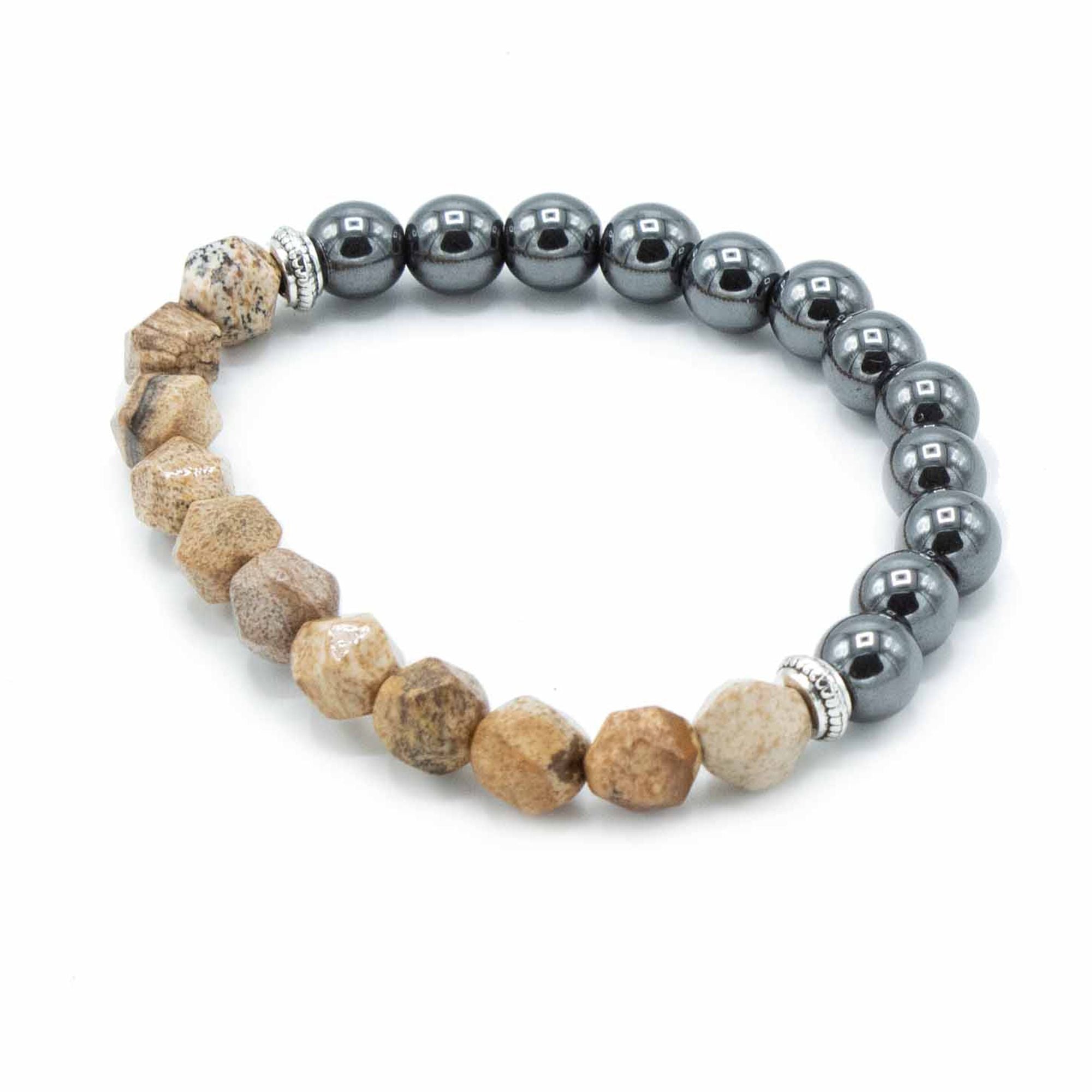 Facettiertes Edelsteinarmband mit Bilderjaspis